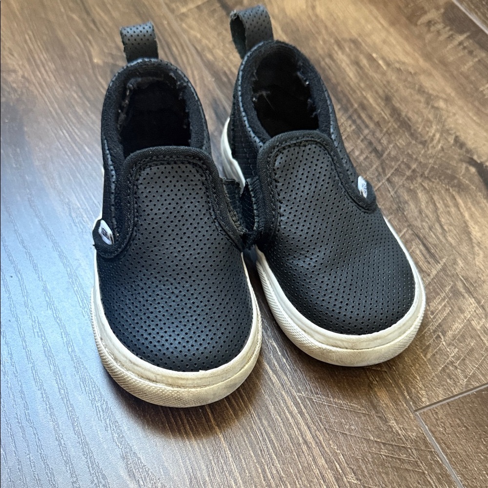 Vans Black Perforated Kids Slip-On Sneakers